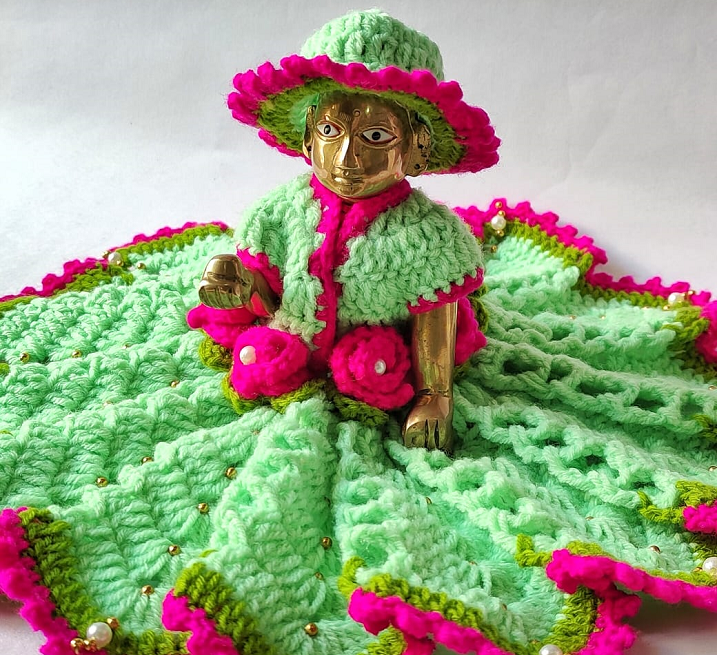 Laddu Gopal Kanha Dress 0 No. Pink Color Woolen 